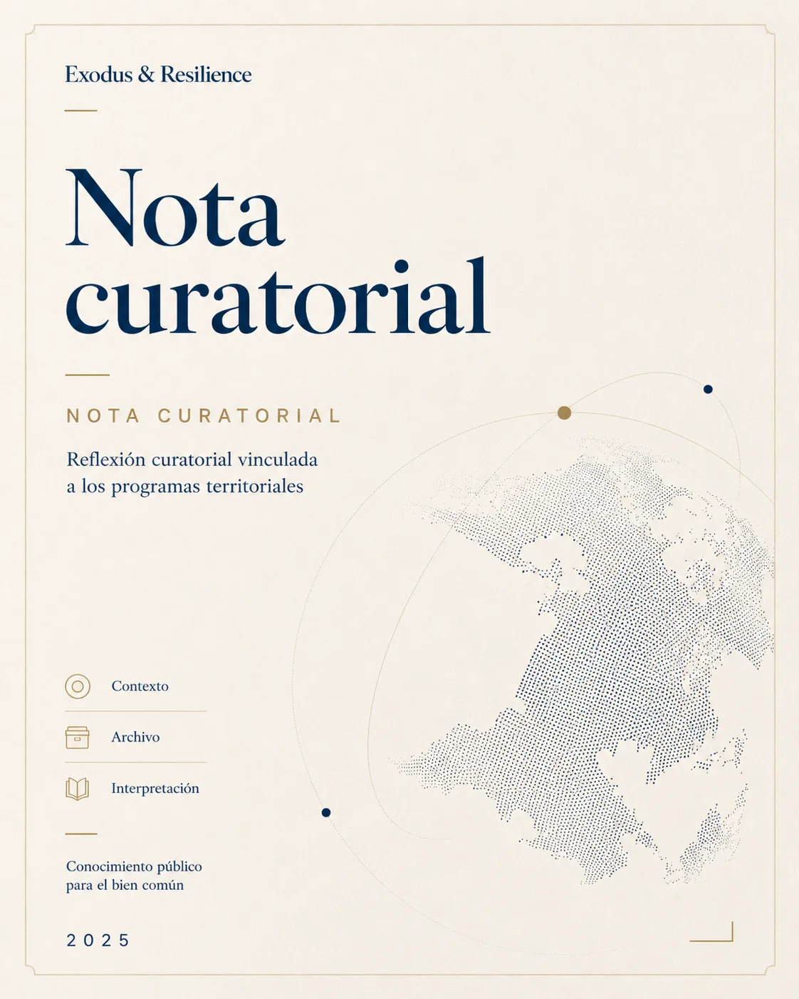 Portada Nota curatorial · Exodus & Resilience