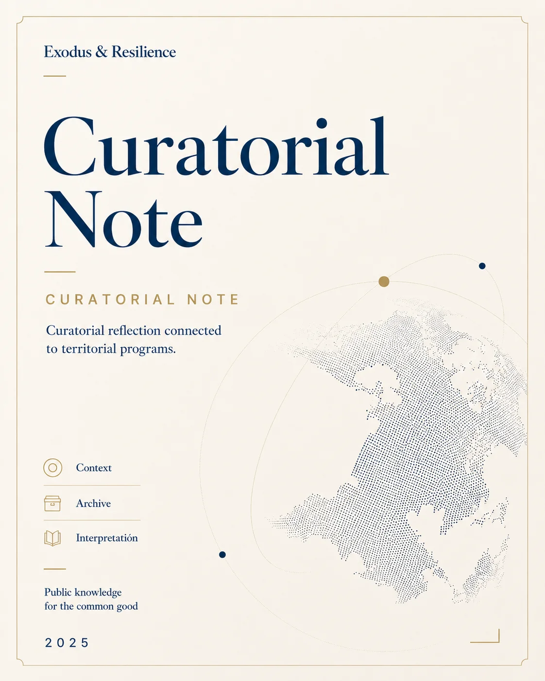 Curatorial note cover · Exodus & Resilience